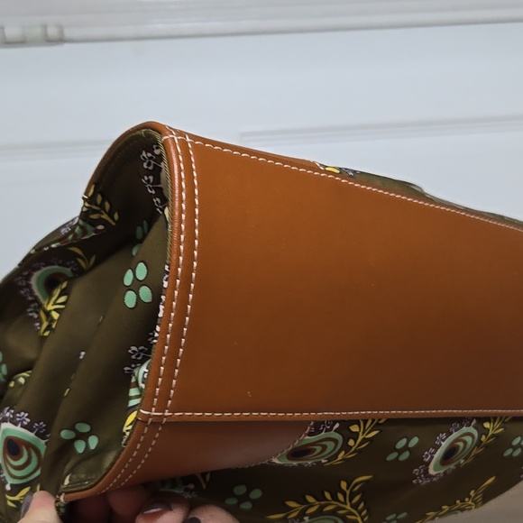 Tory Burch Green and Brown Tote Bag NWOTS MAGNETIC CLOSURE - Picture 2 of 11